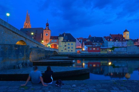 Regensburg, St. Peter's Cathedral, Stone Bridge, Bridge Gate, Danube River, Upper Palatinate,