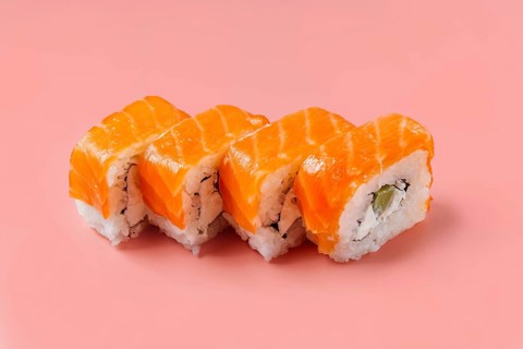 High angle traditional japanese sushi composition