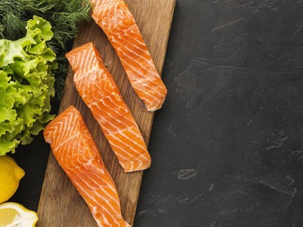 View salmon wooden board. Resolution and high quality beautiful photo