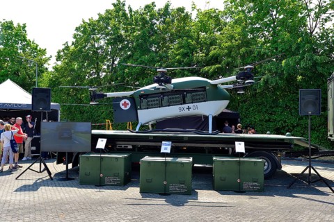 Rescue drone Cricket for transporting wounded soldiers, Bundeswehr Day, Munich, Bavaria, Germany,
