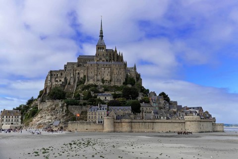 Le Mont-Saint-Michel with the Benedictine abbey on the rocky island of Mont Saint-Michel in the