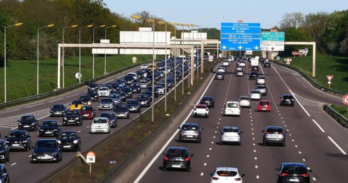 Traffic Jam on Highway A4 near Paris, Car Traffic, France, Europe