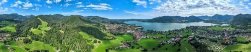 Aerial view, Bad Wiessee and Abwinkl, Tegernsee, Upper Bavaria, Bavaria, Germany, Europe
