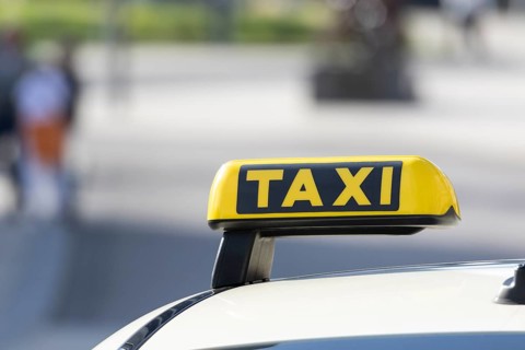 Detailed view, sign of a waiting taxi at a taxi rank in Hamburg, Germany, Europe