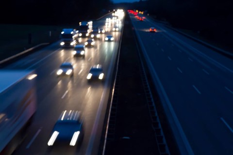 Traffic on the motorway at night