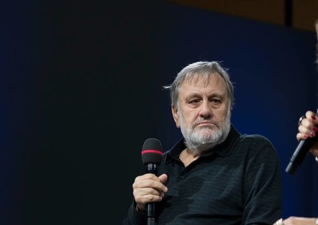 FRANKFURT AM MAIN, Germany, October 18 2023: Slavoj Žižek (*1949), on stage at the 75th Frankfurt