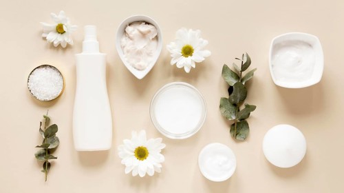 Flat lay natural cosmetics concept