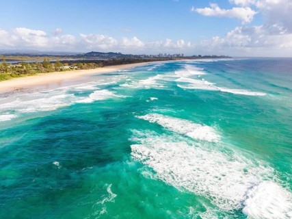 A view over Fingal Head and Fingal Head Causeway near the Gold Coast in Queensland, Australia,