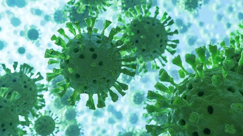 Coronavirus 2019-nCov novel coronavirus concept. Microscope virus close up. 3d rendering