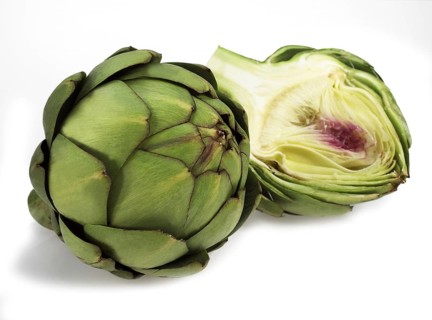 ARTICHOKES AGAINST WHITE BACKGROUND