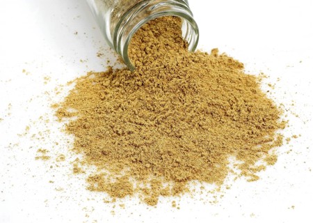 Ginger (zingiber officinale) Powder against White background