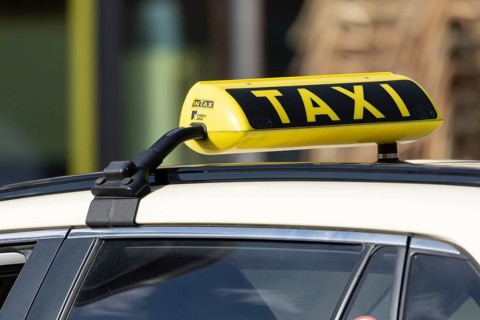 Detailed view, sign of a waiting taxi at a taxi rank in Hamburg, Germany, Europe