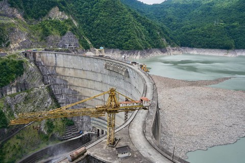 Enguri Dam, Inguri Dam, Enguri River Dam, Earth's Highest Arch Dam, High Caucasus, Svanetia,
