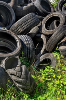 Used tyres, Niedersonthofen, Allgäu, Bavaria, Germany, Europe