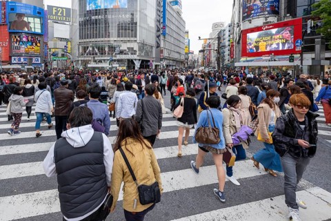 Tokyo Japan. Rush hour at Shibuya crossing