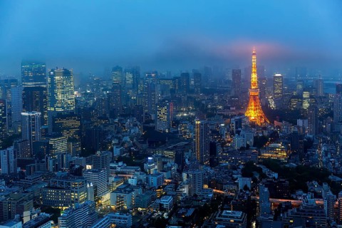 Tokyo Japan. Aerial view of Tokyo Tower
