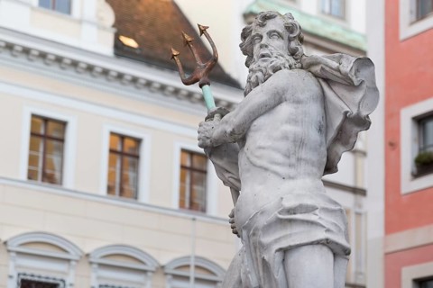 The Neptune Fountain in Görlitz, Germany, Europe