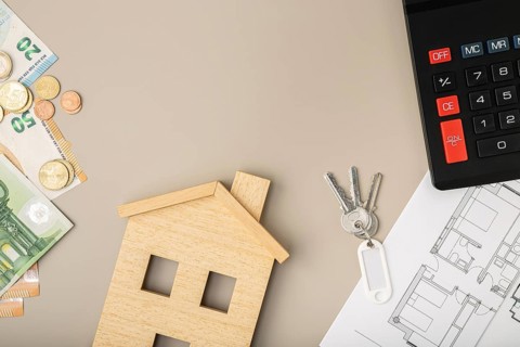 Buy or sell a house concept. Real estate market. Rental housing for rent. Home prices. Copy space.