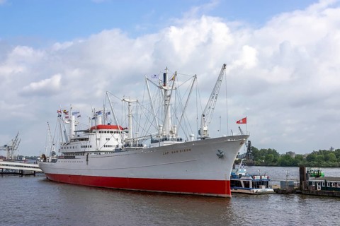 Hamburg Museum Ship Cap San Diego on the Überseebrücke, Hamburg, Land Hamburg, Northern Germany,