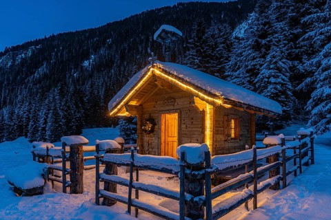 Blue hour at St Leonhard's Chapel, Finkau, Salzburger Land, Austria, Europe