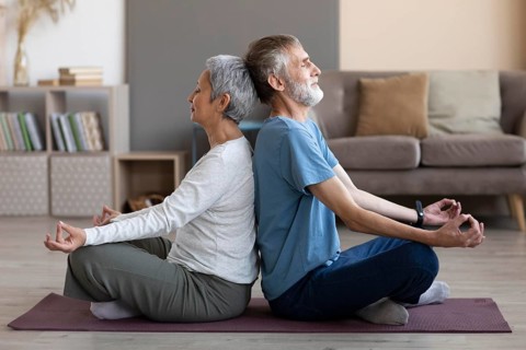 Senior couple training together