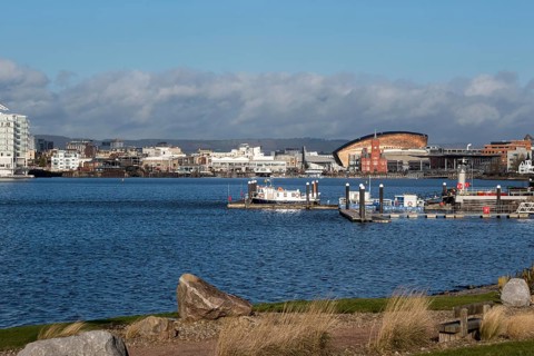 Cardiff Bay skyline in Wales, United Kingdom, Europe