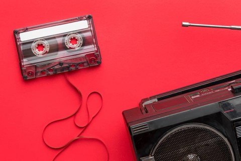 Top view cassette tape radio