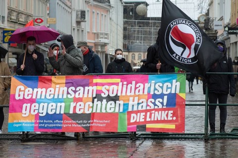 Demonstration in Trier on the 20.01.2021 against the covid-19 regulations in Germany, protest of