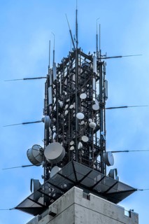 Schaumberg tower with various transmitters on the Schaumberg in Tholey. The observation tower was