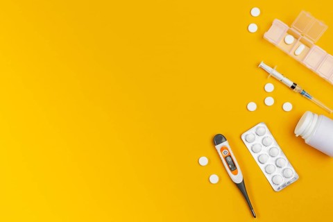 Tablets with pills desk