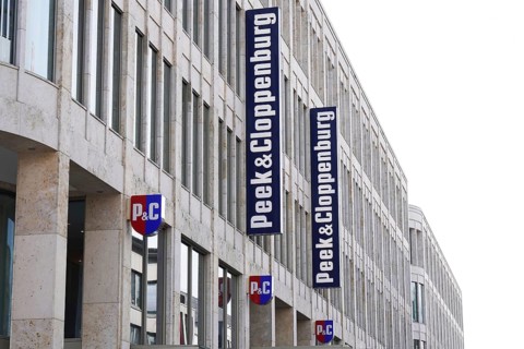 Hannover, Germany - March 2, 2020: Peek Cloppenburg and PC logo signs at facade of german retail