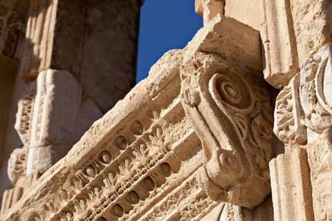 The Library of Celsus is an ancient building in Ephesus, Izmir, Turkey, Asia