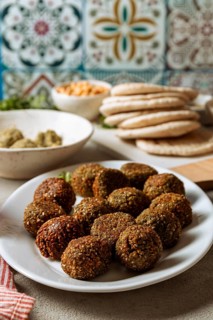 High angle tasty falafel plate