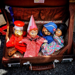 The famous puppets of Lyon in a suitcase, theatre de guignol, France, Europe