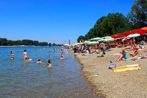 Beach, Ada Ciganlija, artificial lake, on the Sava River, Belgrade, Serbia, Europe