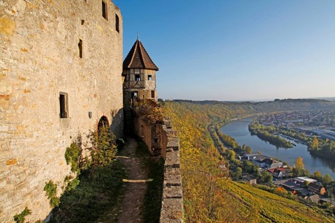 Inner ward, Castle Hornberg, Neckarzimmern, Baden-Wurttemberg, Germany, Europe