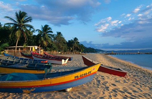 Fishing boats, Crasboat Beach, Aquadilla, Puerto Rico, Caribbean, North America