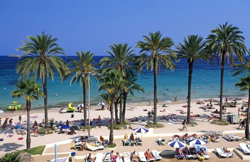 Playa d'en Bossa, Ibiza, Balearic Islands, Spain, Europe