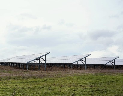 Field with lots solar panels