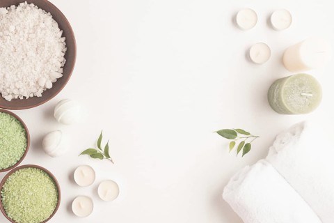 Set spa treatments with aromatic salt candles background. Resolution and high quality beautiful