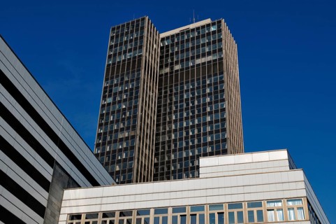 Steglitzer Kreisel high-rise building, Schlossstraße, Steglitz, Berlin, Germany, asbestos