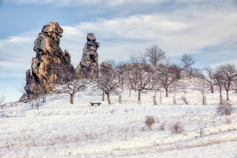 Devil's Wall in the Harz Mountains Winter Impression Bode Valley