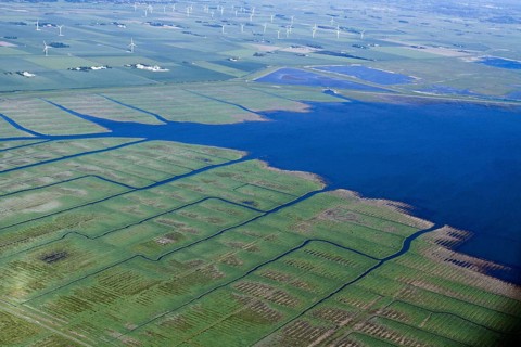 Salt marshes, marshland, Reussenkoog, Sönke-Nissen-Koog, reservoir with Sönke-Nissen-Koog lock,