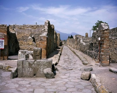 Pompeii in Italy, City destroyed and completely buried during an Eruption of the Volcano Mount