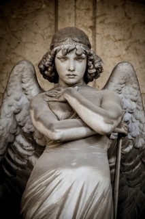 GENOA, ITALY - CIRCA AUGUST 2020: Angel sculpture by Giulio Monteverde for the Oneto family