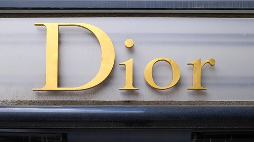 Lettering of the Dior brand, Hamburg, Germany, Europe