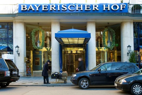 Entrance of Hotel Bayerischer Hof, Munich, Bavaria, Germany, Europe
