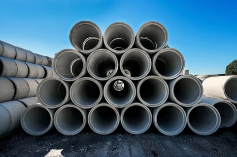 Concrete pipes, precast concrete parts, Kempten, Allgäu, Bavaria, Germany, Europe