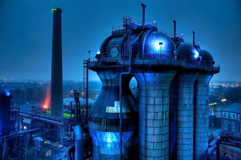 Duisburg-Nord Landscape Park, Light Art, Industrial Culture Route, Former Meiderich Ironworks,