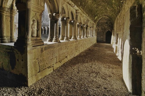 Cloister, Askeaton Abbey, former Franciscan monastery, County Limerick, Ireland, Europe